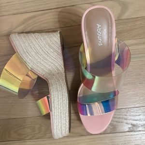 Abound Iridescent lucite espadrille wedges. Size 9.5